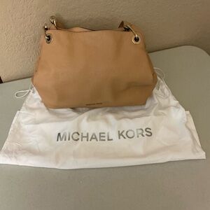 Michael Kors Tan Pebbled Leather Shoulder Bag with Gold Hardware